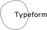 the word typeform on a black background