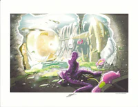 Title: City of Ophanu  Creator / Artist: SaintJewel Copyright Notice: © 2026 SaintJewel. All rights reserved. Description / Caption: Detailed ballpoint  pen/digital painting of an alien woman admiring a futuristic cityscape  Keywords / Tags: woman , alien , ballpoint pen, drawing, SaintJewel, Eden, colorful, ink, fantasy , human , nature , heaven , utopia , flowe