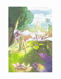 Title: relaxing in paradise Creator / Artist: SaintJewel Copyright Notice: © 2026 SaintJewel. All rights reserved. Description / Caption: Detailed ballpoint  pen/digital painting of beautiful woman relaxing in a colorful landscape   Keywords / Tags: woman , ballpoint pen, drawing, SaintJewel, Eden, colorful, ink, fantasy , human , nature , heaven , utopia , flowers 
